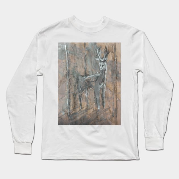 Deer in the mountains Long Sleeve T-Shirt by bunlinked